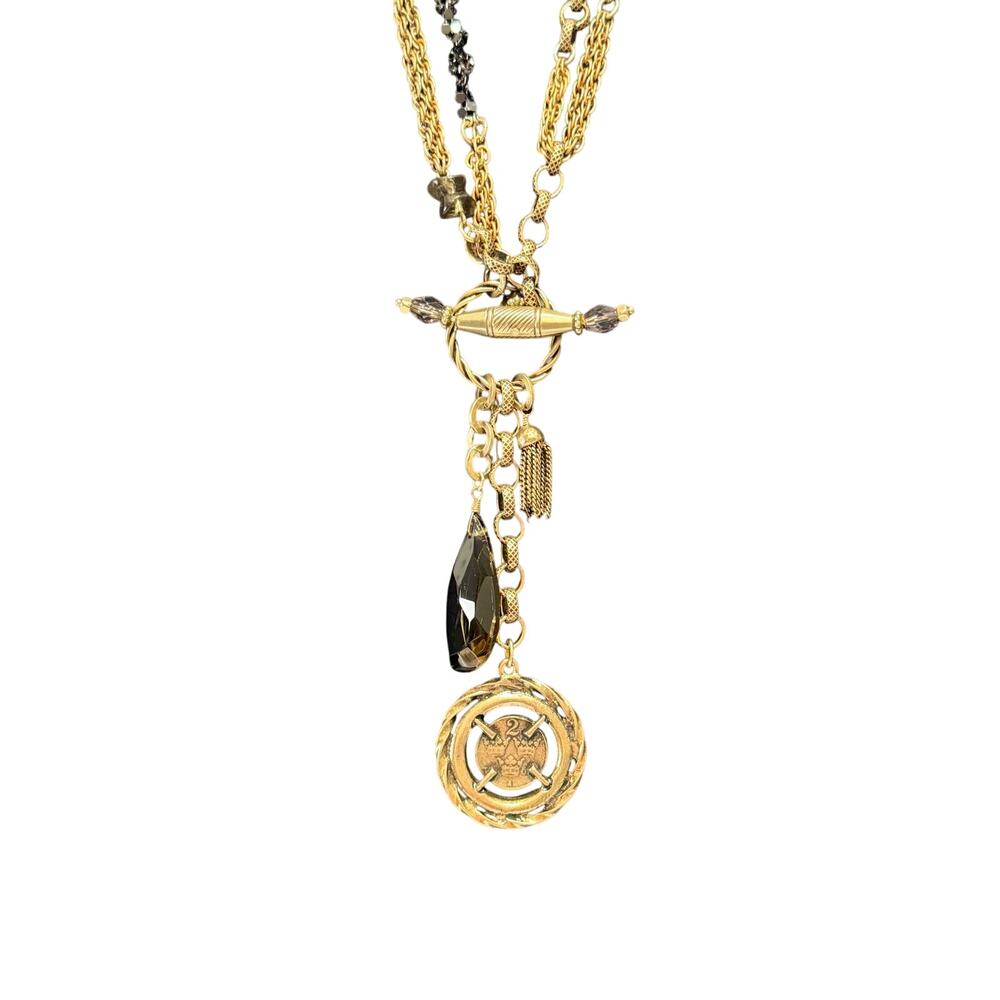 Chico’s Vintage Style Gold Charm Lariat Necklace – 24” Drop - Picture 5 of 5